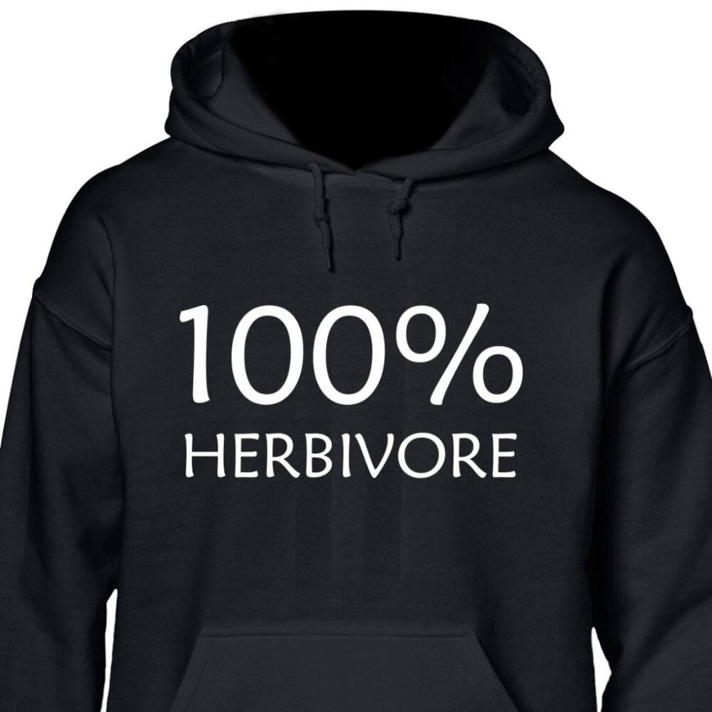 New 100% Herbivore Black Hoodie Fleece Sweatshirt